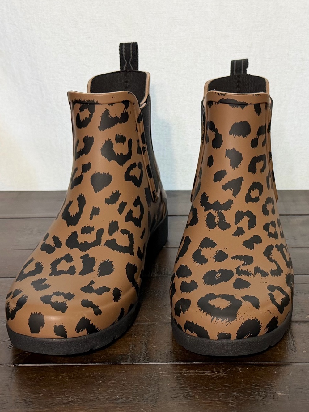 Hunter Leopard Print Chelsea Rain Boots - Brown and Black